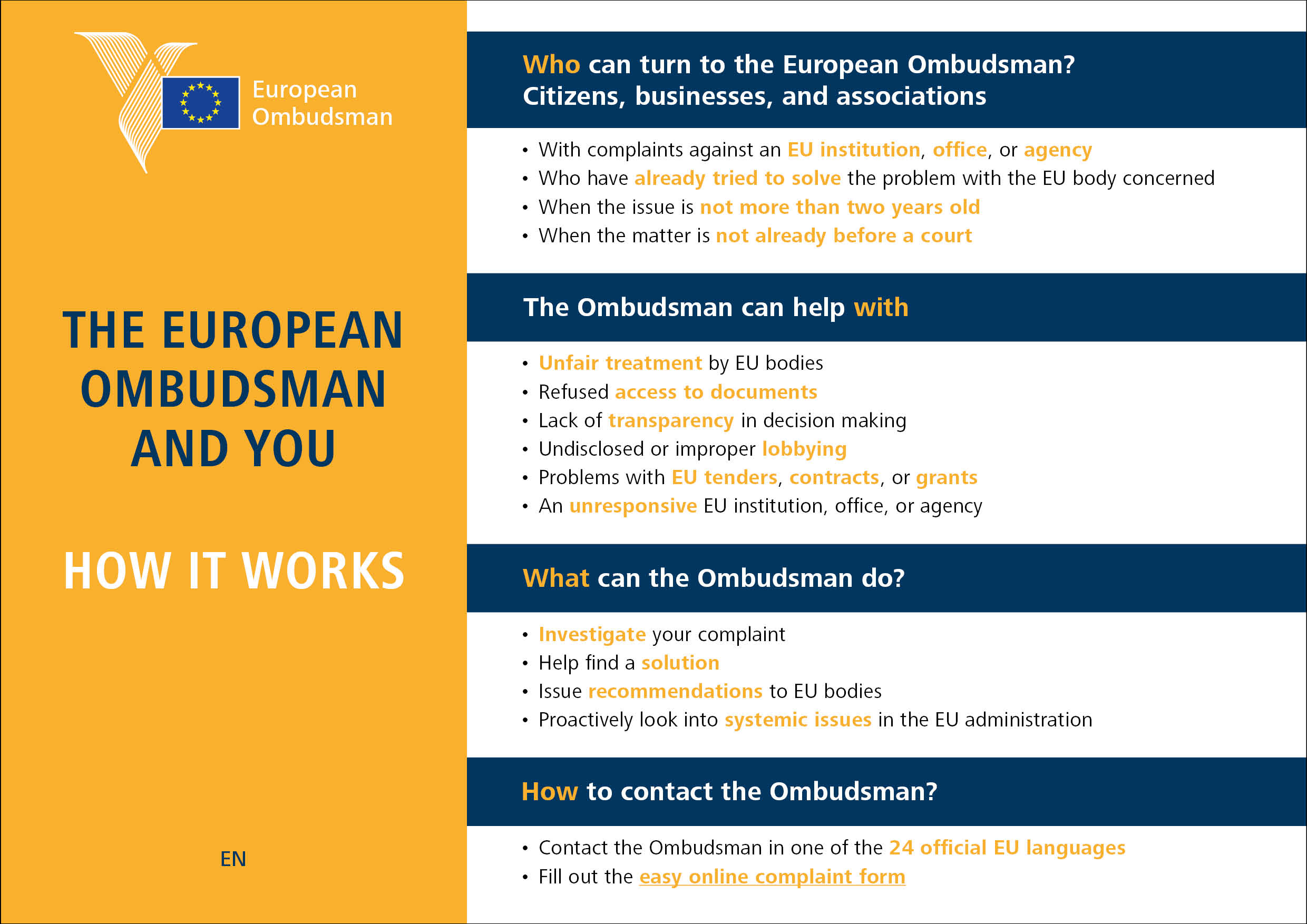 The European Ombudsman and you - How it works